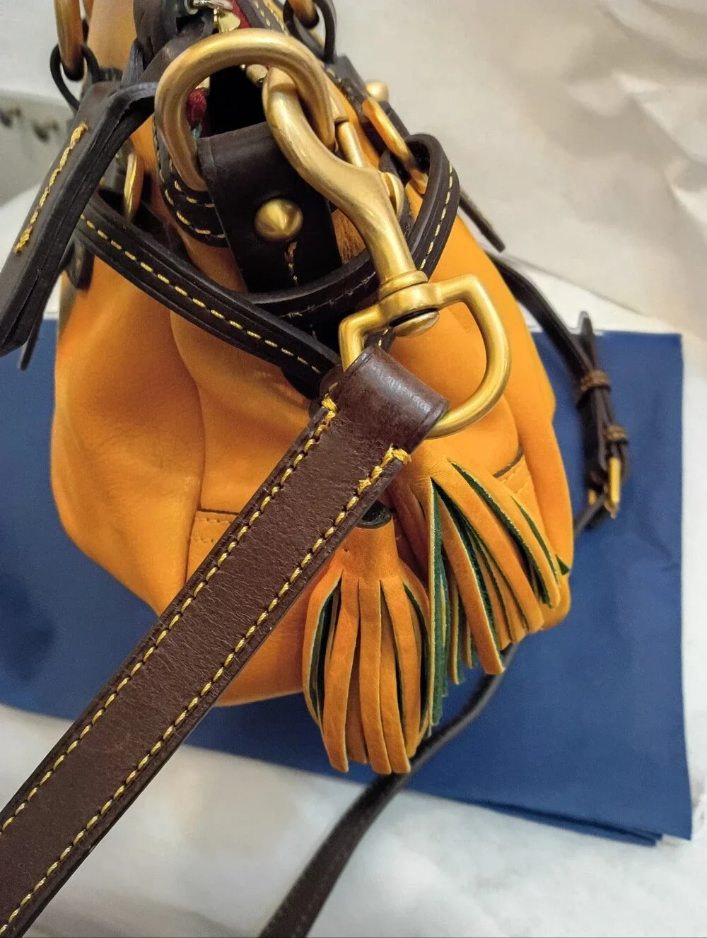 Dooney & Bourke Florentine Leather Satchel with Tassel - Picture 15 of 15